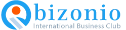 Bizonio logo, highlighting an international business club and social network for entrepreneurs.