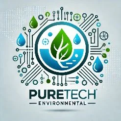 PureTech Environmental logo - An eco-friendly logo featuring a leaf and water drop representing environmental sustainability.