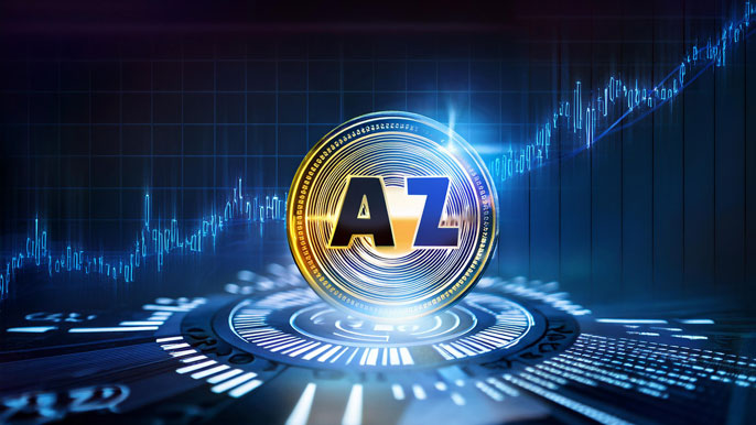 A glowing AI16Z token at the center of a futuristic digital interface, surrounded by financial graphs and rising market trends, symbolizing its impact on decentralized finance and blockchain innovation.