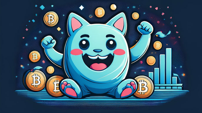 Playful Brett Token (BRETT) mascot surrounded by glowing tokens and a cheering community, symbolizing its meme appeal and community-driven growth.